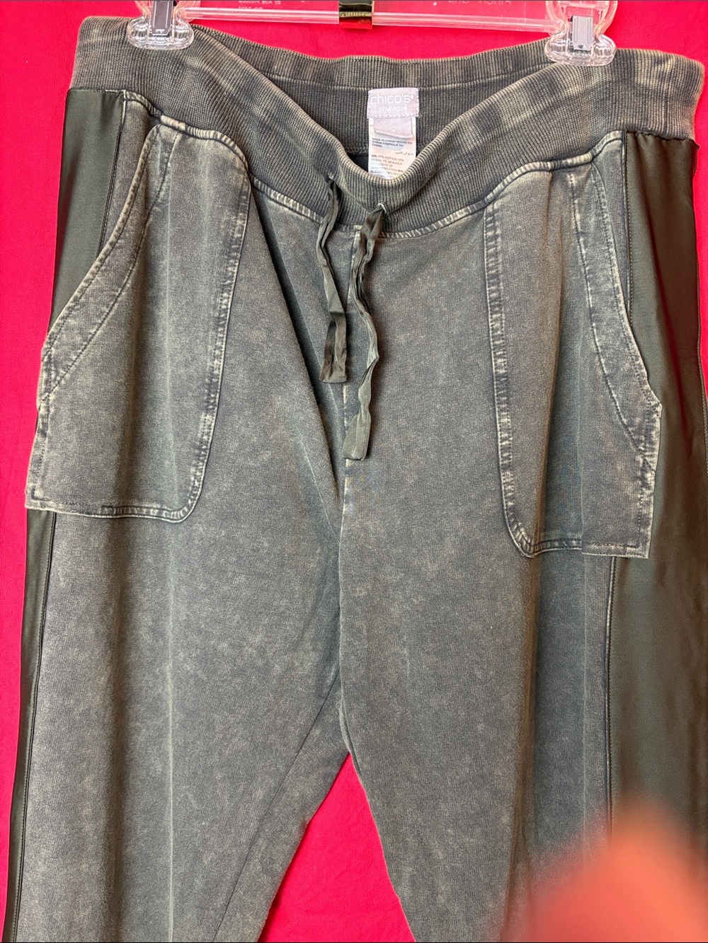 Zenergy Olive Green Jogger Pants PullOn with side panelspatch Pockets Size 2